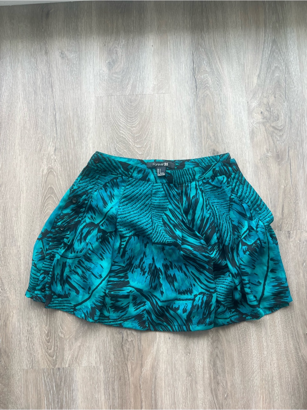 Forever 21 Teal Printed A-Line Skirt